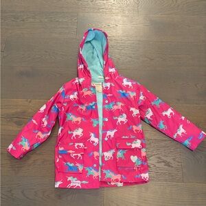 Hatley girls pink unicorn raincoat sz 7 EUC retail $95